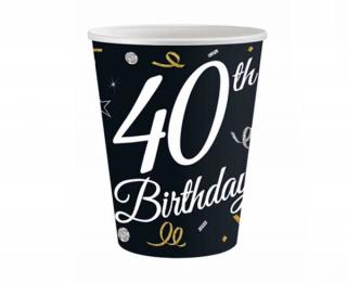 Papierové poháre 40th Birthday - 6 ks / 200 ml