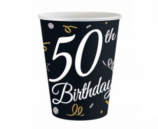 Papierové poháre 50th Birthday - 6 ks / 200 ml