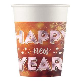 Papierové poháre Happy New Year - 8 ks / 200 ml