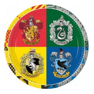 Papierové taniere Harry Potter Hogwarts Houses - 8 ks / 23 cm