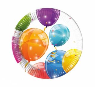 Papierové taniere Sparkling Balloons - 8 ks / 19,5 cm
