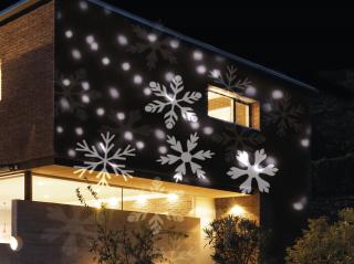 LED vianočné projektor svetelný VLOČKY s hviezdičkou - vnútorné aj vonkajšie