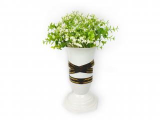 Váza s pugetom eukalyptu biely 35 x 23 cm