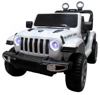 R-SPORT Elektrické auto JEEP x4 4x4, funkcia hojdania, diaľkové ovládanie, nosnosť do 30 kg, červená, Farba vozidla: Biela