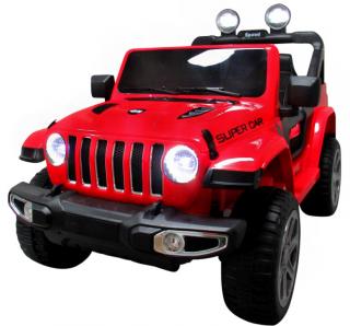 R-SPORT Elektrické auto JEEP x4 4x4, funkcia hojdania, diaľkové ovládanie, nosnosť do 30 kg, červená, Farba vozidla: Červená