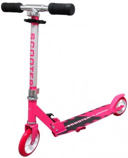 R-SPORT Skladacia kolobežka Scooter H6, do 100 kg, gumové kolesá, nastavenie výšky Farba vozidla: Ružová