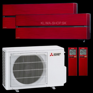 Klimatizácia Mitsubishi LN 2x 2,5kW multisplit + vonk.j. 4,2kW (rubínovo červená)