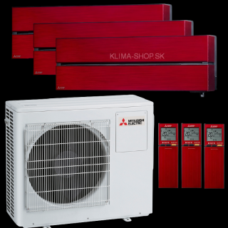 Klimatizácia Mitsubishi LN 3x 1,8kW multisplit + vonk.j. 5,4kW (rubínovo červená)