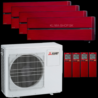 Klimatizácia Mitsubishi LN 4x 2,5kW multisplit + vonk.j. 8kW (rubínovo červená)