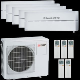 Klimatizácia Mitsubishi LN 5x 2,5kW multisplit + vonk.j. 10,2kW (prírodná biela)