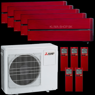 Klimatizácia Mitsubishi LN 5x 2,5kW multisplit + vonk.j. 10,2kW (rubínovo červená)