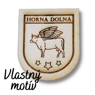 Drevená magnetka - erb obce, logo, vlastný motív