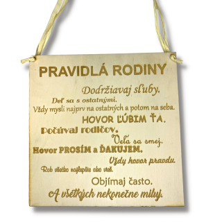 Drevená tabuľka pravidlá rodiny