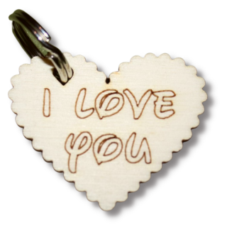Kľúčenka z dreva srdce &quot;I love you&quot;