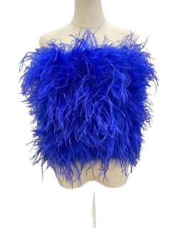 Dlhší kráľovsky modrý top z vtáčieho peria, T02 Veľkosť TOPOV:: M-obvod pŕs - 93-96cm, prsia topu 98cm