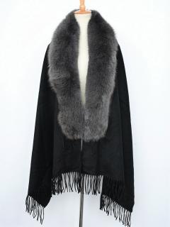 Kašmírová štóla s pravou kožušinkou líšky,VIAC FARIEB, St13 Farba: Čierna