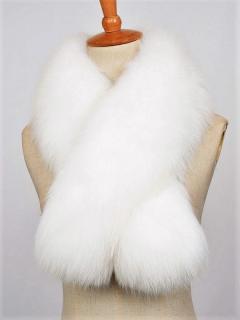 Široký šál z pravej  líšky, VIAC FARIEB, S35 Farba - pravá líška: 1. White - snehobiela