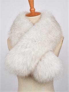 Široký šál z pravej  líšky, VIAC FARIEB, S35 Farba - pravá líška: 56. NATURAL WHITE - prírodná polárna líška, nefarbená, biely základ, strieborné…
