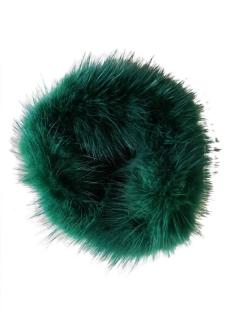 Smaragdovo zelená menšia gumička do vlasov, pravá norka, G04
