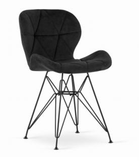 Zamatová stolička Paris čierna s čiernymi nohami