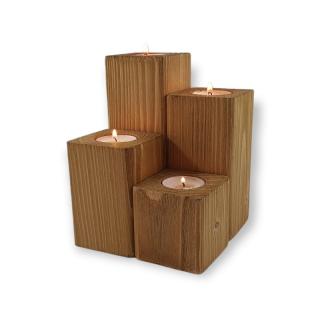 Súprava drevených svietnikov Cube Farba: Kapučíno