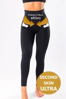 GoldBee Plné Brušné Sťahovacie Legíny Second Skin Black L, Černá