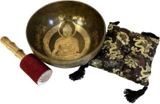 Mosadzno zlatá spievajúca miska - Buddha