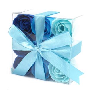 Mydlové kvety - Svadobné modré Ruže (sada 9ks)