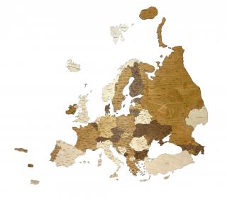 Nástenná drevená 3D mapa Európy Rozmer mapy:: 110 x 100 cm