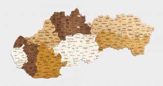 Nástenná drevená mapa Slovenska Rozmery mapy a typ:: 100 x 50 cm (kraje)