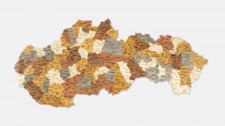 Nástenná drevená mapa Slovenska Rozmery mapy a typ:: 100 x 50 cm (okresy)