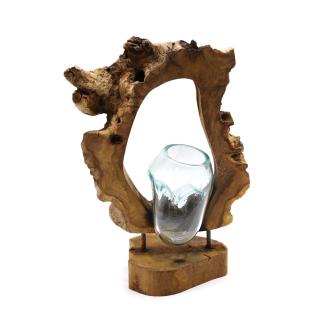 Roztavené sklo na dreve - Umelecká váza