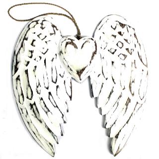 Ručne vyrábané anjelské krídlo a srdce