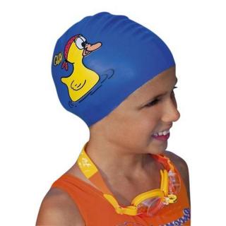 Detská plavecká čiapka Fashy KID silicone tmavomodrá (detská silikónová čiapka s kresleným motívom)