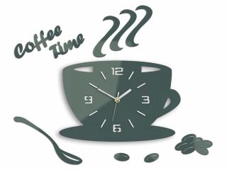 Moderné nástenné hodiny COFFE TIME 3D GRAY HMCNH045-gray (nalepovacie hodiny na stenu)