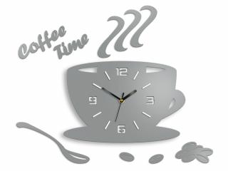 Moderné nástenné hodiny COFFE TIME 3D STONE GRAY  HMCNH045-stonegray (nalepovacie hodiny na stenu)