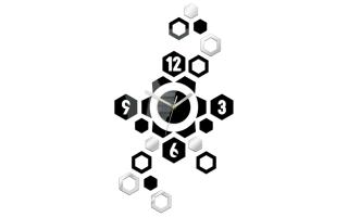 Moderné nástenné hodiny HEXAGON (nalepovacie hodiny na stenu)