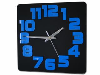 Moderné nástenné hodiny LOGIC BLACK-BLUE HMCNH047-blackblue (nalepovacie hodiny na stenu)