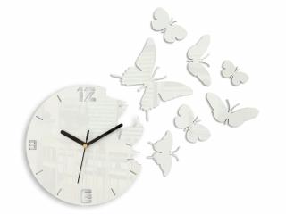 Moderné nástenné hodiny MOTÝLE WHITE HMCNH003-white (nalepovacie hodiny na stenu)