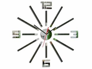 Moderné nástenné hodiny SHEEN WENGE HMCNH038-wenge (nalepovacie hodiny na stenu)