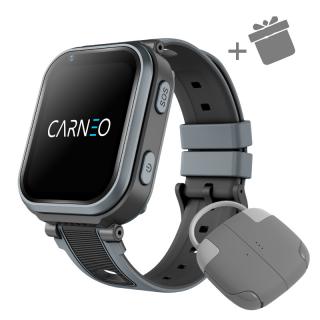 Detské smart hodinky Carneo GUARDKID+ 4G ULTRA - čierne + slúchadlá BeCool gray