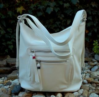 Batoh kabelka biela strieborné kovanie