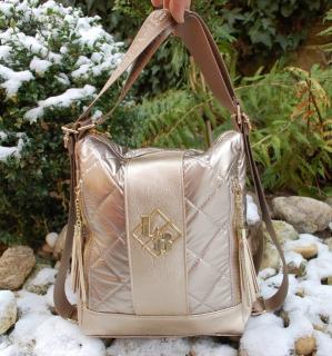 Batoh zlatý kabelka zlaté zipsy Laura Biaggi