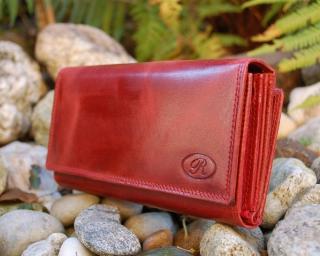 Červená melírovaná dámska peňaženka pracka koža ROBERTO