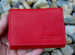 Červená menšia peňaženka koža unisex Loranzo