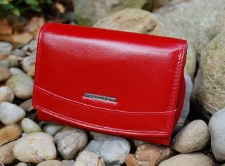 Dámska červená kožená peňaženka matná mosadzné kovanie