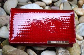 Dámska červená lakovaná peňaženka z kože Gregorio