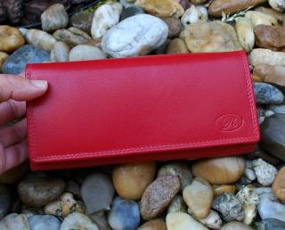 Dámska červená peňaženka koža matná zipsy Roberto