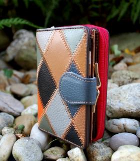 Dámska kožená peňaženka ozdobné štepovanie multicolor