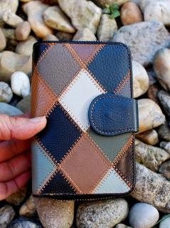 Dámska kožená peňaženka ozdobné štepovanie multicolor